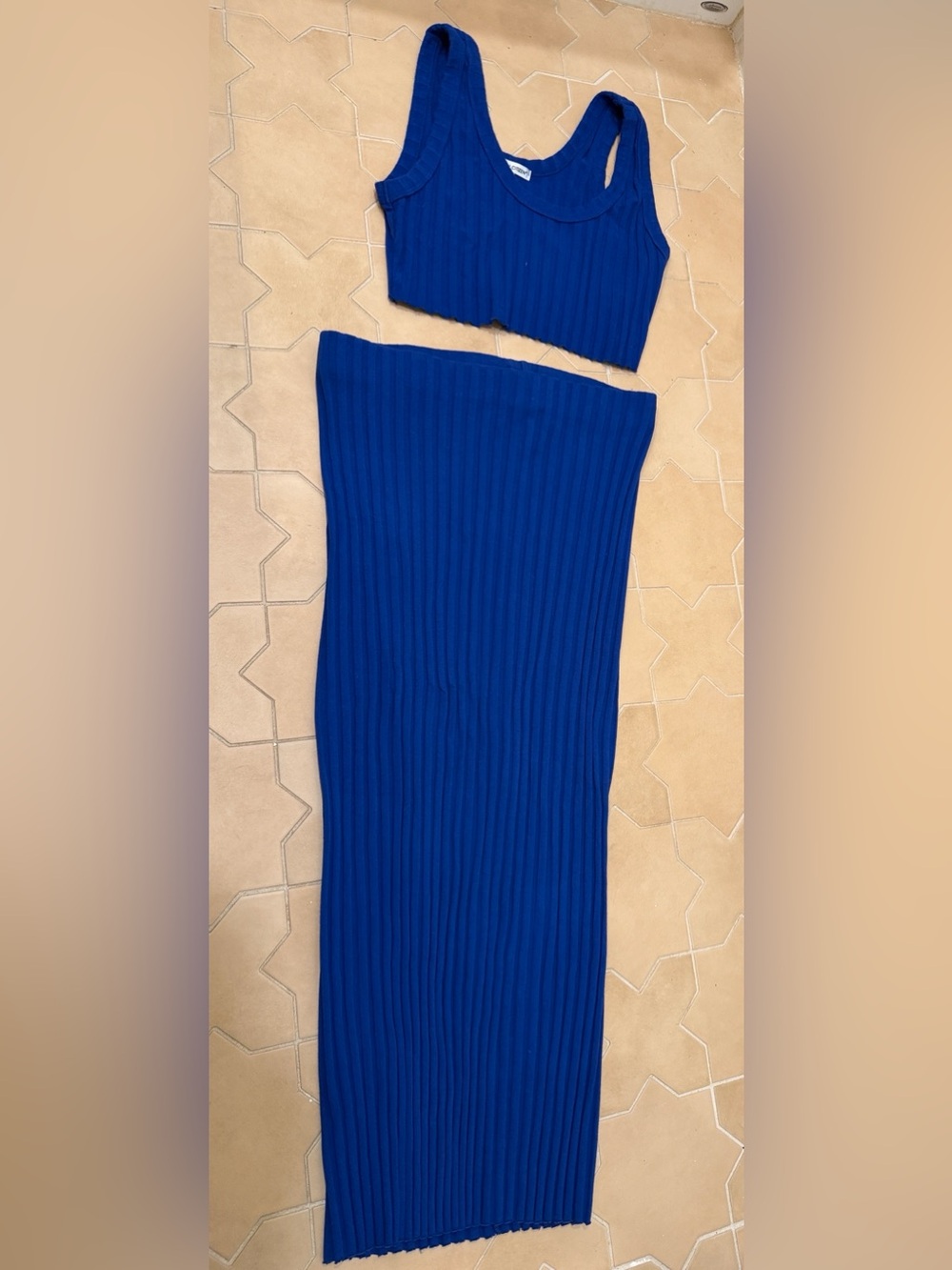 Cotton Citizen Blue Ribbed Knit Skirt